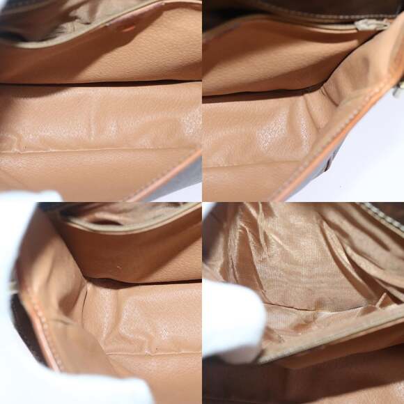 CELINE Macadam Canvas Shoulder Bag Pvc Leather Brown Gold - Picture 12 of 13